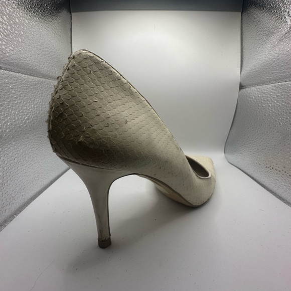 WHBM Ella Snake Embossed D’Orsay Pumps, Vanilla - Picture 7 of 13